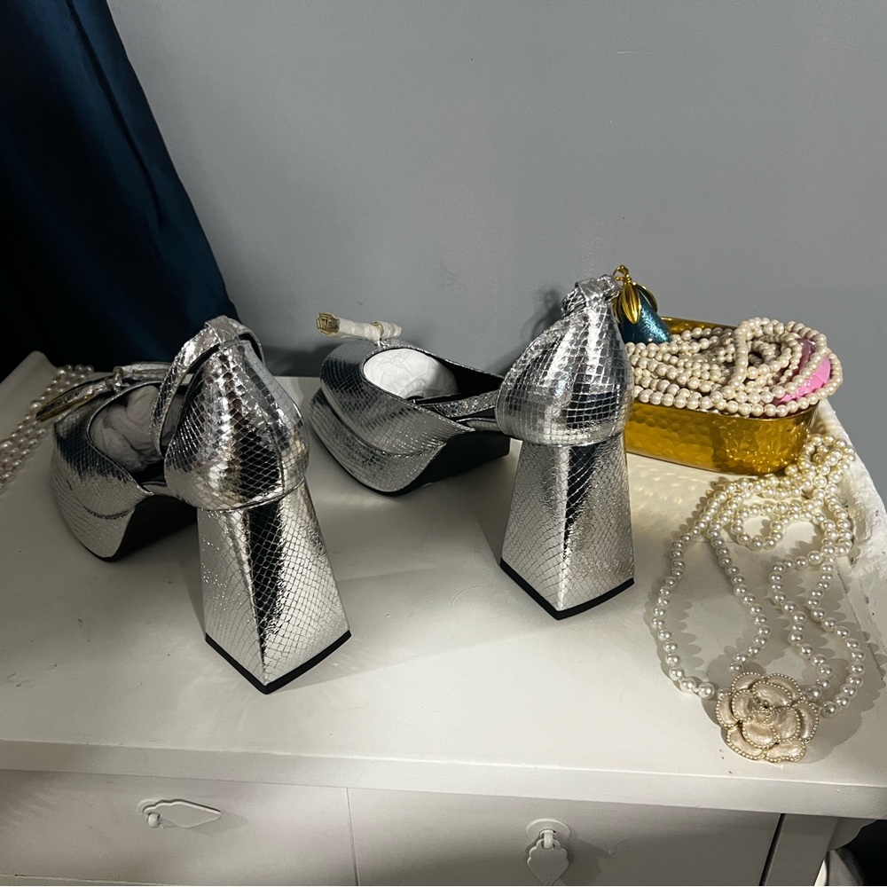 Silver Platform Heels - image 4